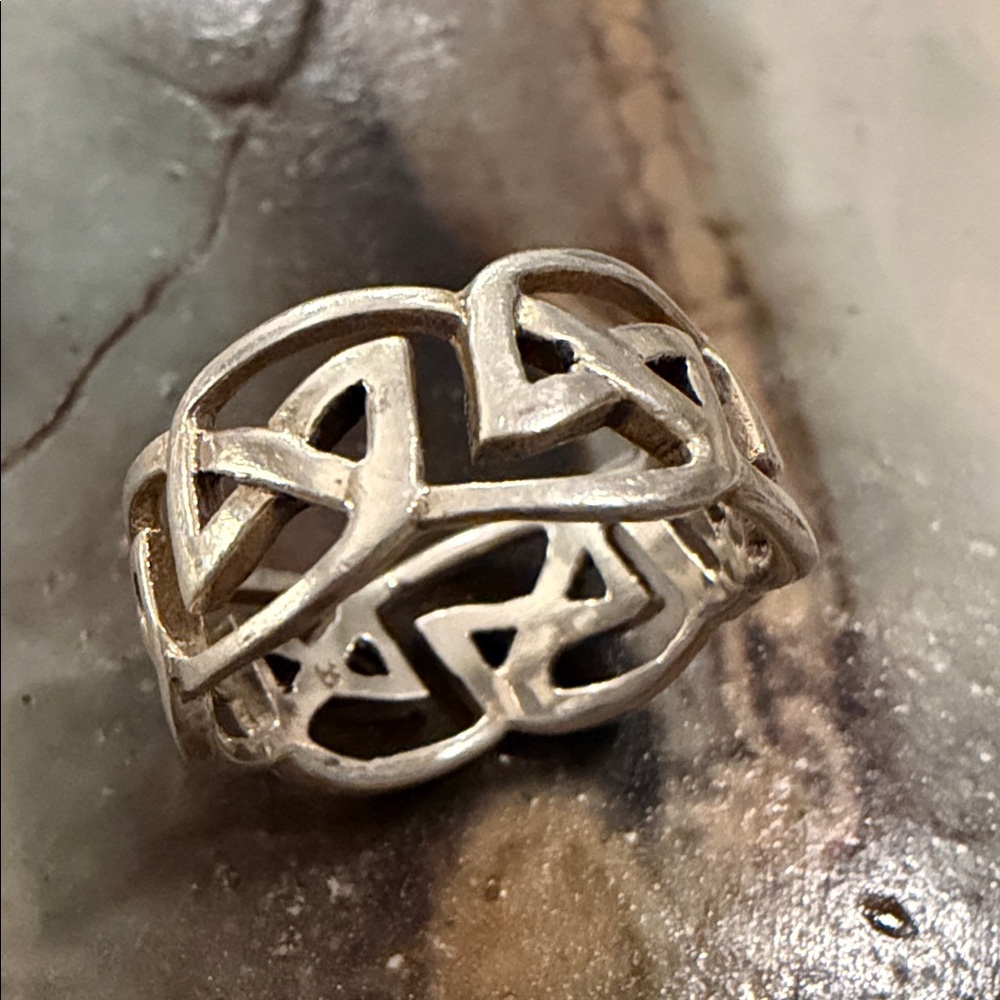 925 Sterling Silver CELTIC cutout band ring / Scotland wedding band size 7 1/2